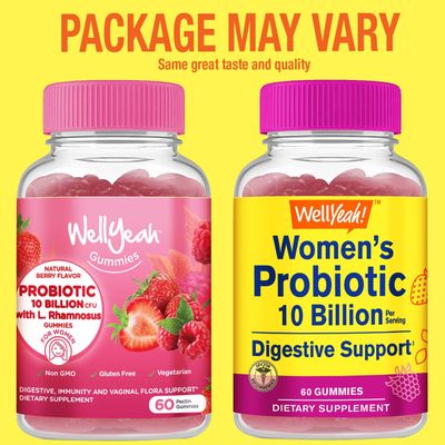 WellYeah Probiotics for Women Gummies (2 Pack) - 10 Billion CFU - for Digestive Support, Gut Health, and Feminine Health Support -Berry Flavor - Vegan, Delayed Release Womens Probiotic - 60 Gummies