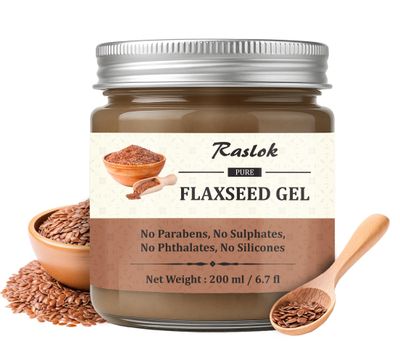 Raslok Pure Flaxseed Gel Hydrates Nourishes Hair Skin Lightweight Gentle Formula Supports Healthy-Looking Skin Hair Safe for All Skin Types 6.7 fl oz - 200ml
