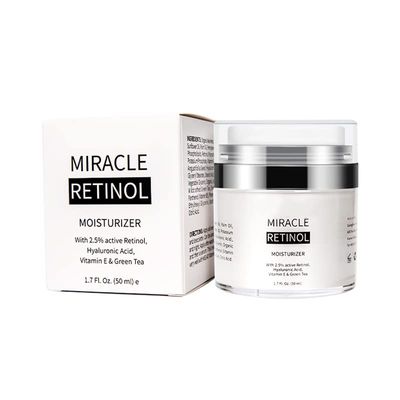 Miracle Retinol Cream, with 2.5 Active Retinol, Anti-aging, Moistening, Repairing, Smooth, Brightening, Fade Fine Lines, Replenish Skin Collagen, Vacuum Design Bottle, Hyaluronic Acid Vitamin A