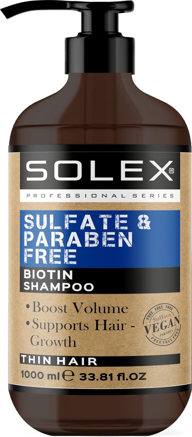 SOLEX Biotin Oil Shampoo for Hair Growth - Sulfate Paraben Free - Volumizing Shampoo for Hair Loss - Treatment for Men Women - Thickening Volumizing Products, (1 pack x 33.8 Fl Oz. 1000 mL)