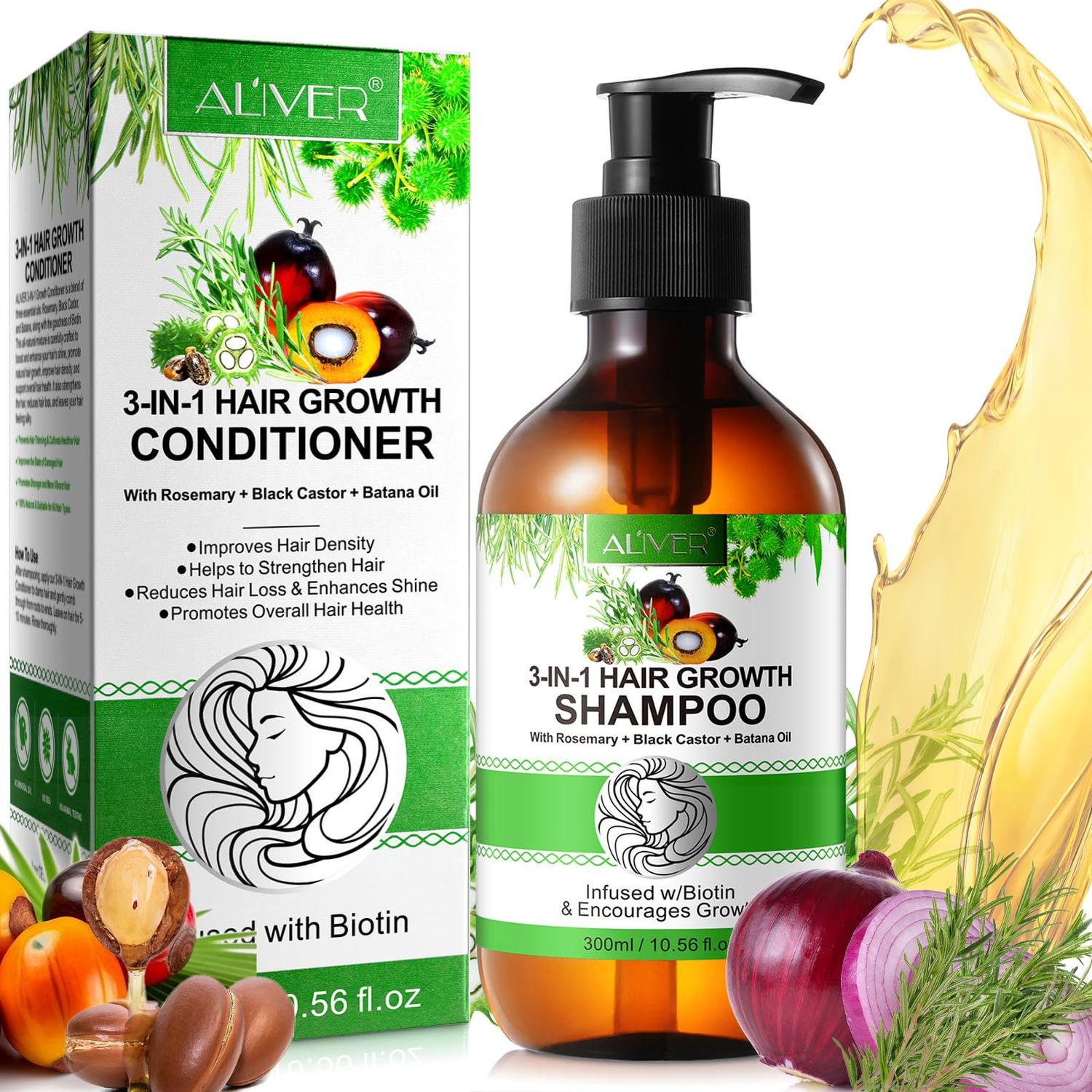 2025 New Upgrade 3-IN-1 Batana oil shampoo (with Rosemary Black Castor Batana Oil), 600ML, Organic Batana Oil with Onion Shampoo, Hair Loss shampoo for Thinning Hair