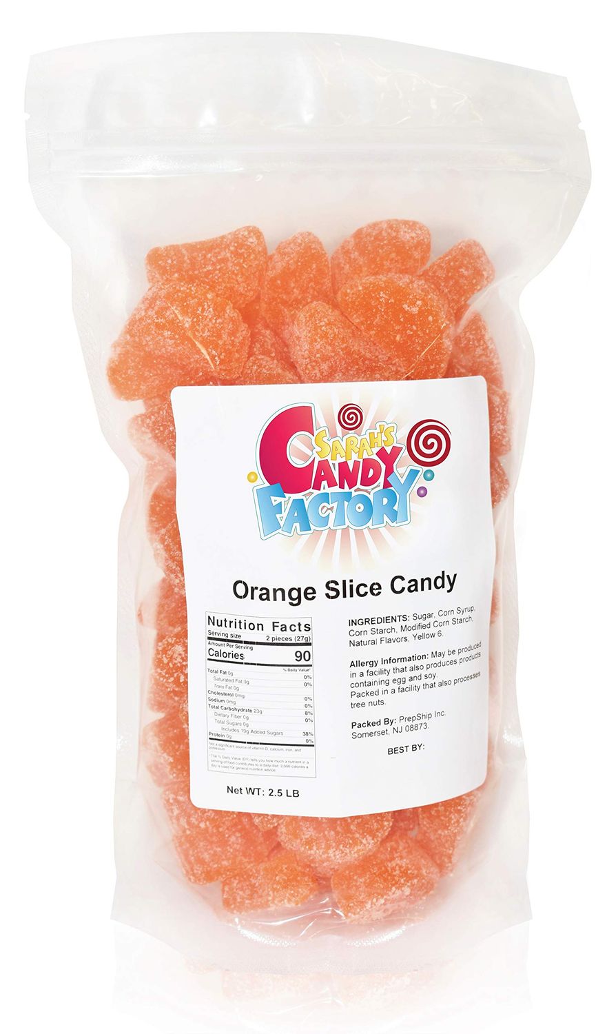 Sarah&#39;s Candy Factory Orange Slice Candy in Resealable Bag, 2.5 Lbs