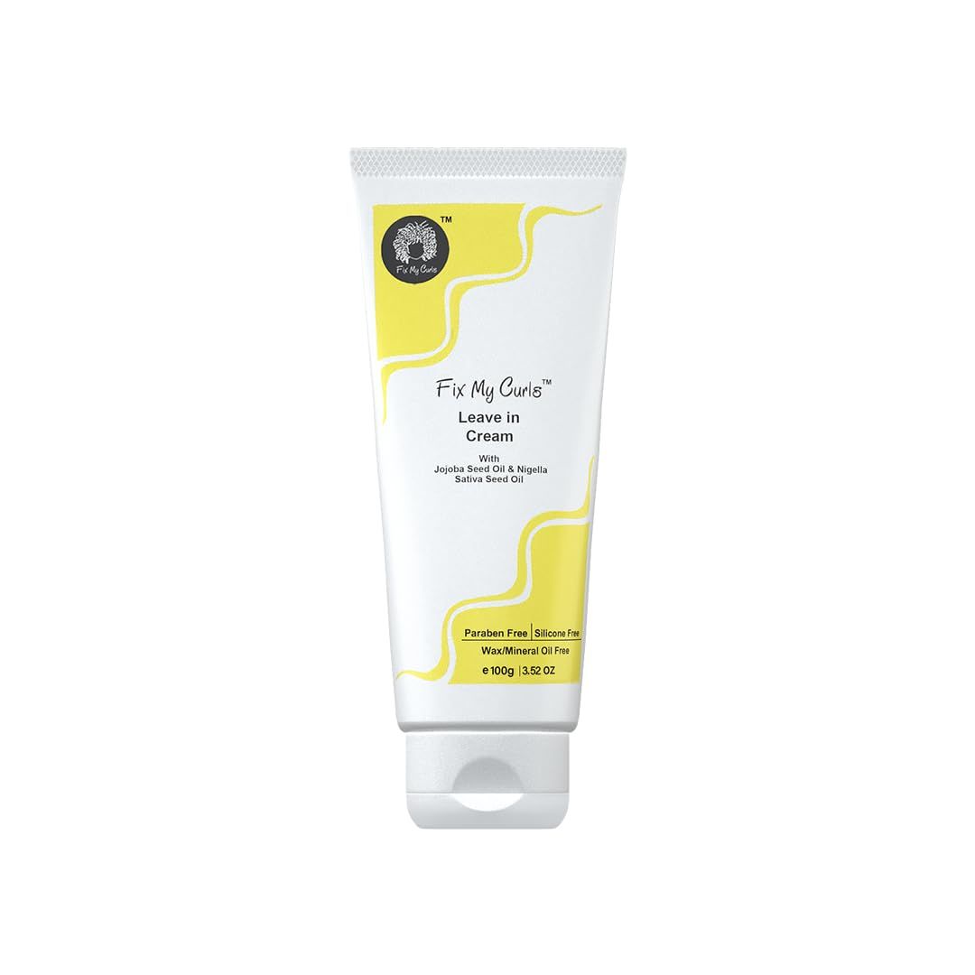 FIX MY CURLS Leave-In Cream Enriched with Jojoba Oil Nigella Sativa Seed Oil Strengthens with Protein Eliminates Frizz Enhances Curl Patterns For Curly Wavy Hair No Wash Required 3.38 Oz