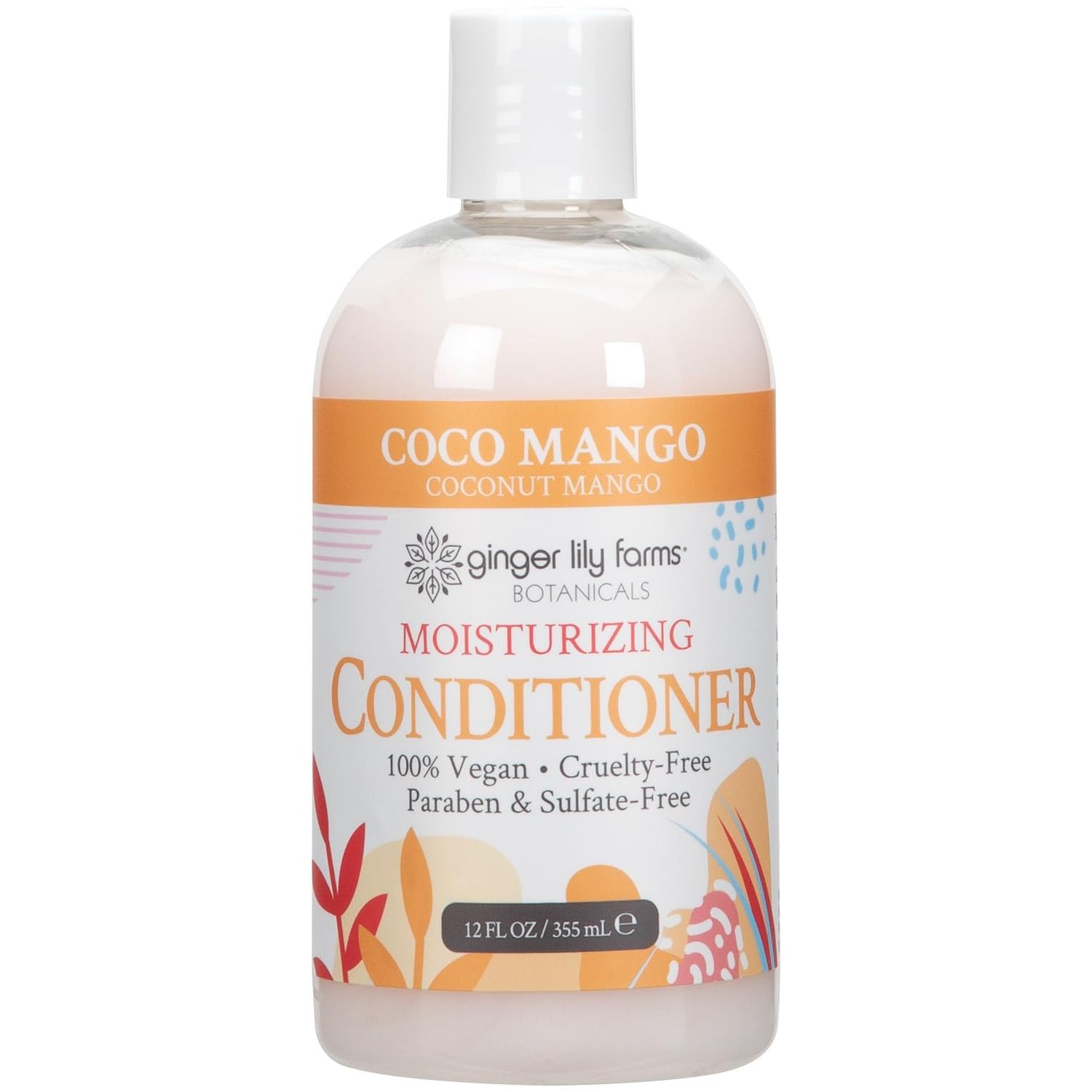 Ginger Lily Farms Botanicals Moisturizing Conditioner for Dry Hair, Coco Mango, 100 Vegan Cruelty-Free, Coconut Mango Scent, 12 Fl Oz