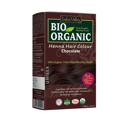 Indus Valley Bio Organic Natural Henna Hair Color Chocolate 100gm 100 Gray Hair Coverage And Long Lasting Hair Dye Natural Hair Dye, Vegan and Cruelty-Free
