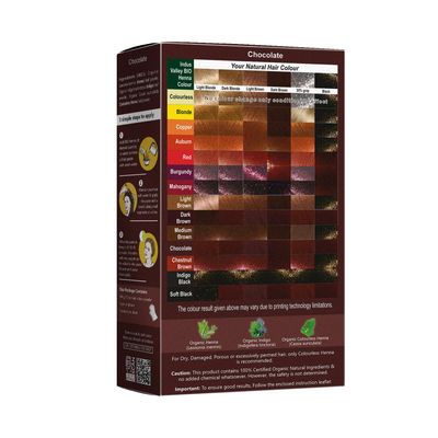 Indus Valley Bio Organic Natural Henna Hair Color Chocolate 100gm 100 Gray Hair Coverage And Long Lasting Hair Dye Natural Hair Dye, Vegan and Cruelty-Free