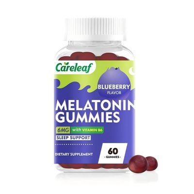 careleaf Melatonin Gummies Sleep Support for Men and Women Health Sleep with 6mg MelatoninVitamin B6 Blueberry Flavor 60 Count