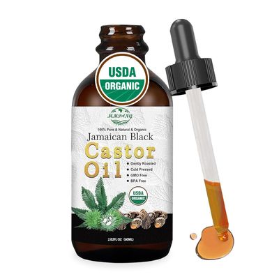 MMPANG Organic Jamaican Black Castor Oil in Glass Bottle Cold Pressed Hexane Free, 100 Pure Natural Hair Strengthening Oil, Black Castor Oi for Hair Growth Eyelashes Eyebrows (2oz60ml)