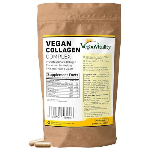 Vegan Collagen Supplements with Biotin for Hair, Skin, Nails Joints - 2 Months Supply. Cruelty Free Plant Based Collagen Vegan, Vegetarian Collagen Booster Pills for Women and Men