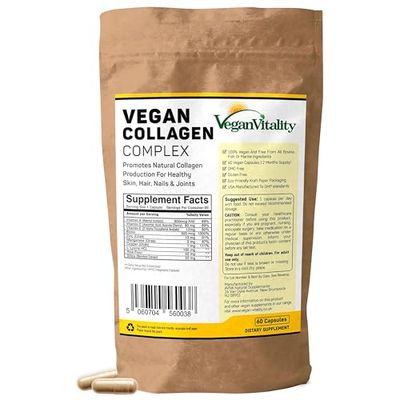 Vegan Collagen Supplements with Biotin for Hair, Skin, Nails Joints - 2 Months Supply. Cruelty Free Plant Based Collagen Vegan, Vegetarian Collagen Booster Pills for Women and Men