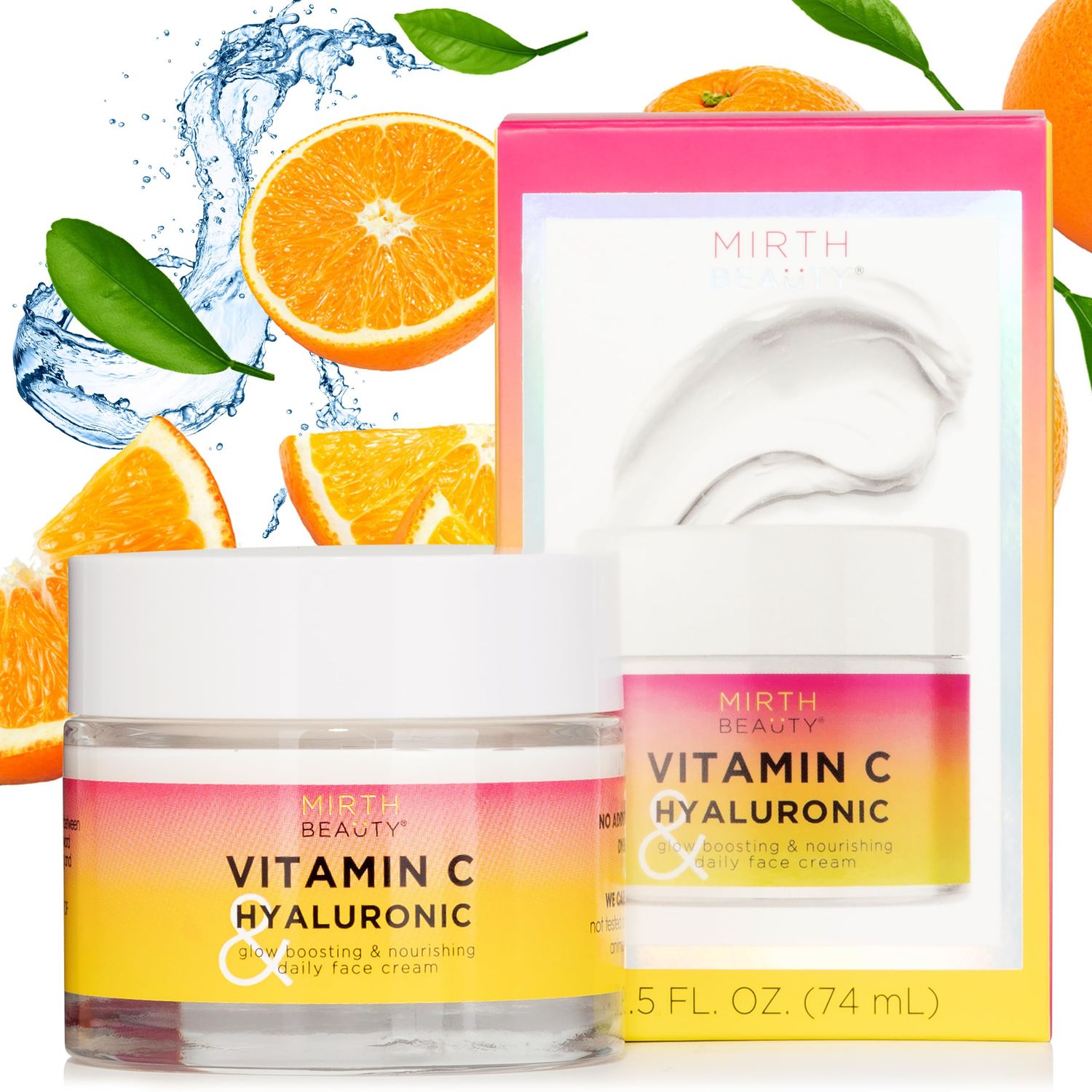 Mirth Beauty Brightening Face Moisturizer WVitamin C Hyaluronic Acid Collagen Peptides Firming Neck Face Cream Facial Moisturizer Eye Cream Anti Aging Face Lotion For Women, 2.5 Fl Oz