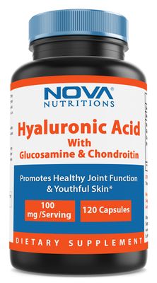 Nova Nutritions Hyaluronic Acid 100mgserving - Promotes Youthful Skin Healthy Joint Function 120 Capsules
