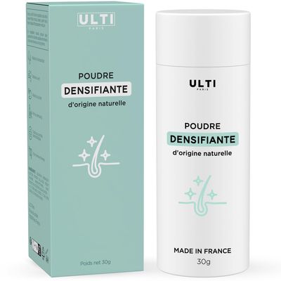 ULTI Paris Hair fibers (25g) for thinning hair - Hair Thickening - Instant Full Hair, 100 Natural - Premium french formula - for Women Men - Hair Powder (Black)