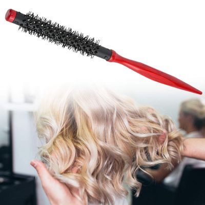 Round Styling Hair Brush, Mini Roller Hair Brush, Nylon Roller Comb Hair Styling Brush Comb with Wooden Pointed Tip Handle for Styling Curling Curly Wavy Thick(12)