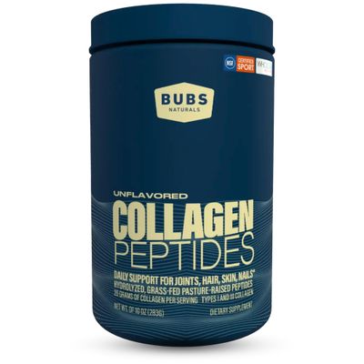BUBS Naturals Unflavored Collagen Peptides Powder, Best Proteins for Joints Skin, Pasture Raised Grass Fed, Paleo and Keto Friendly, Whole30 Approved, Non-GMO Dairy Gluten Free, 10oz, 14 Servings
