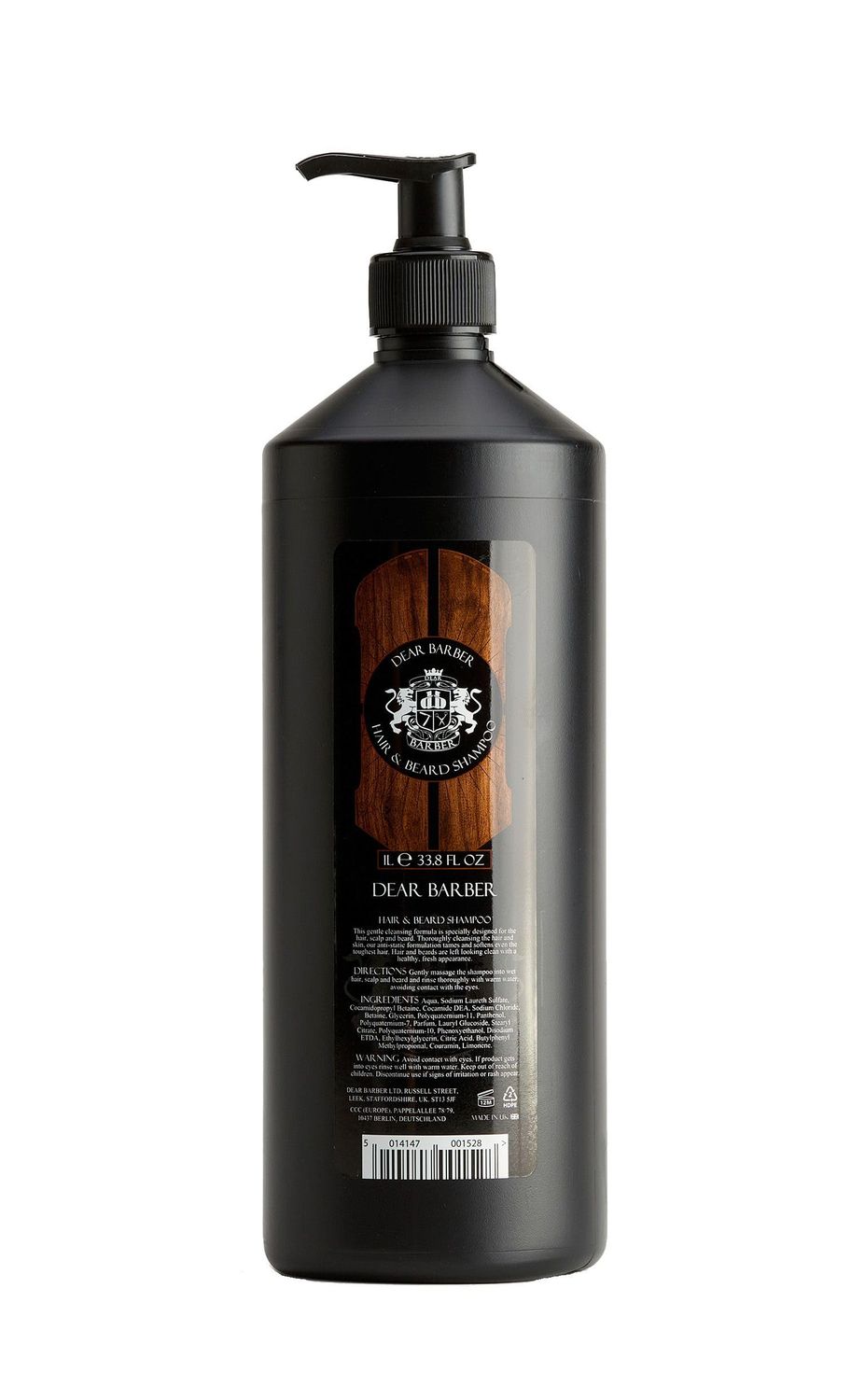Dear Barber Shampoo Men&#39;s Hair Shampoo Suitable for Hair and Beard Nourishing and Moisturising 33.81 fl oz