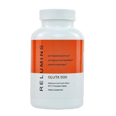 Relumins Gluta 500 - ChewableSublime Wall Glutathione Complex with Advanced Skin Nutrition - Hyaluronic Acid, VIT C, Biotin Plus 4 Powerful Actives - Fruit Punch Flavored - 60CT