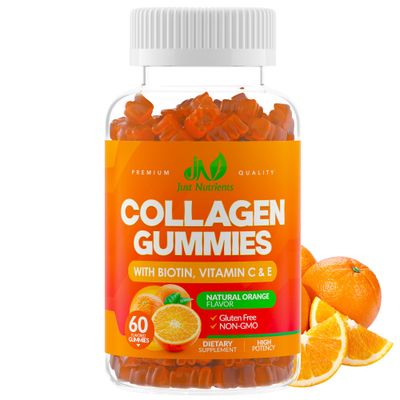 Collagen Peptides Gummies with Biotin, Vitamin C E for Women Men - Premium Hydrolyzed Collagen Type I III for Hair, Skin Nails Support - Gluten-Free, Non-GMO - 60 Gummies (30 Servings)