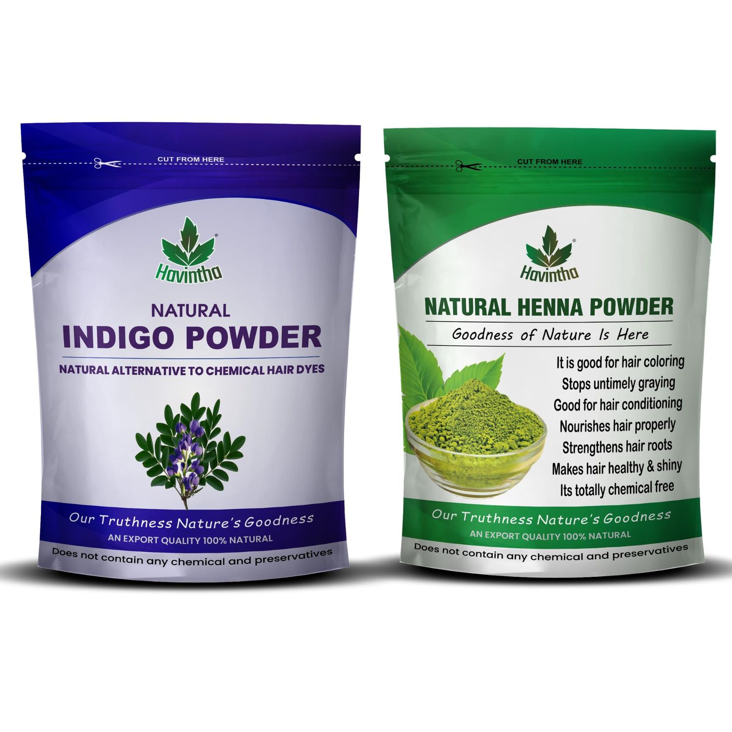 Havintha Natural Indigo Powder and Henna Powder Combo for Black Hair Colour (227g227g)