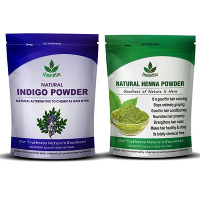 Havintha Natural Indigo Powder and Henna Powder Combo for Black Hair Colour (227g227g)