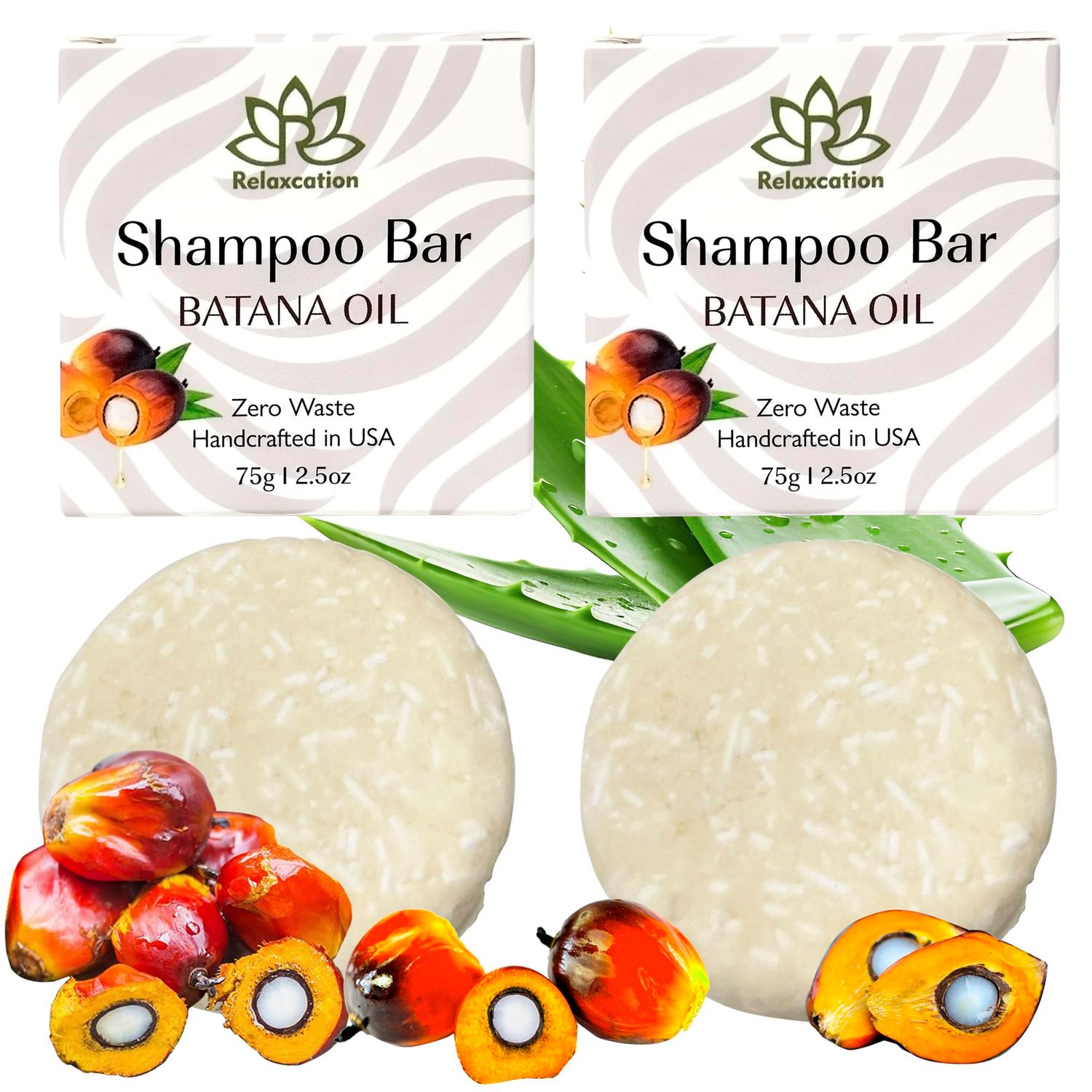 BATANA OIL Hair Growth Shampoo Bar Pure Raw Honduras Oil Hydrates Improves Scalp Health, Enhances Growth With Castor, Jojoba, Argan, Aloe Vera (2 Bars)