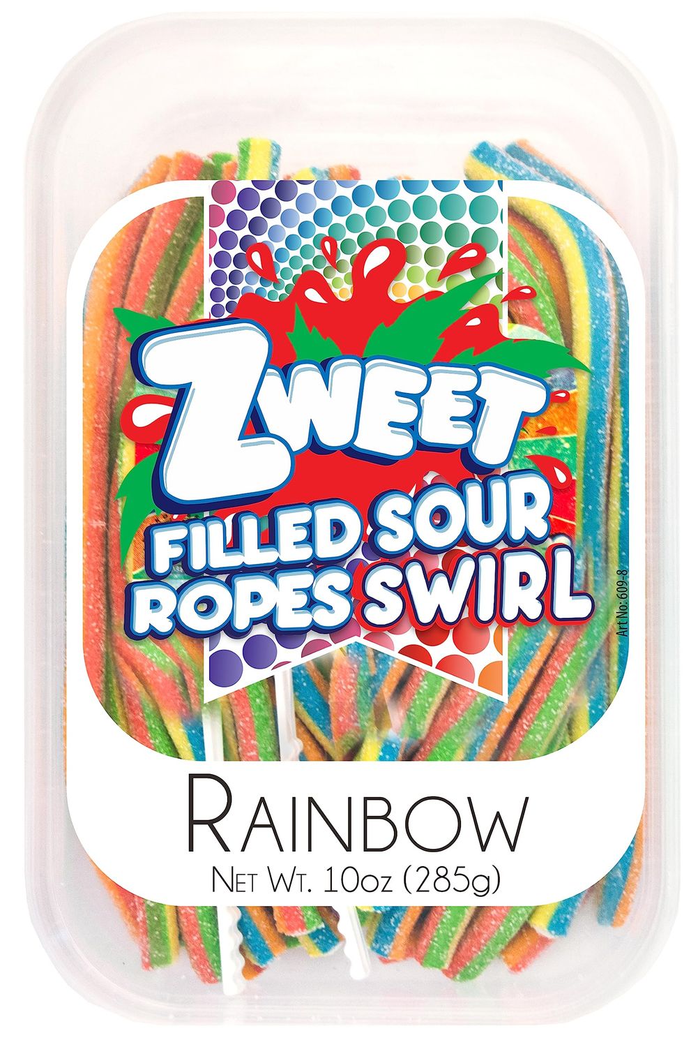 Zweet Sour Rainbow Ropes Swirl 10 Ounce - Sour Kosher Candy, Halal Candy - Resealable Pack of Sour Licorice Ropes, Rainbow Candy