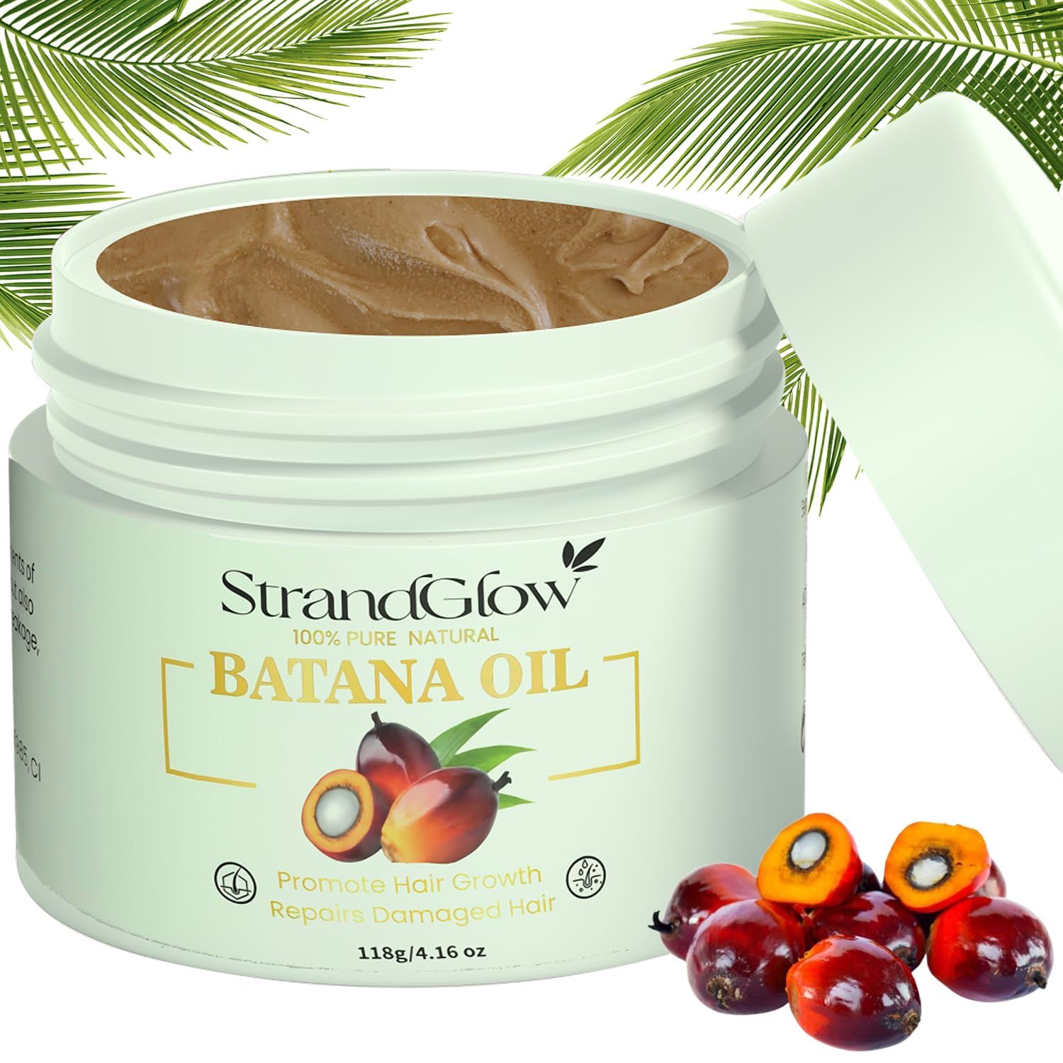 Batana Oil for Hair Growth - 100 Raw Organic Dr Sebi Batana Oil - Cold-Pressed Pure Unrefined Batana Hair Mask for Women Men - Enhances Hair Thickness, Prevents Loss, Repairs Split Ends