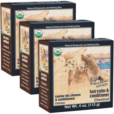 Light Mountain Henna Hair Color Conditioner - Chestnut Hair Dye for MenWomen, Organic Henna Leaf Powder and Botanicals, Chemical-Free, Semi-Permanent Hair Color, 4 Oz (Pack of 3)