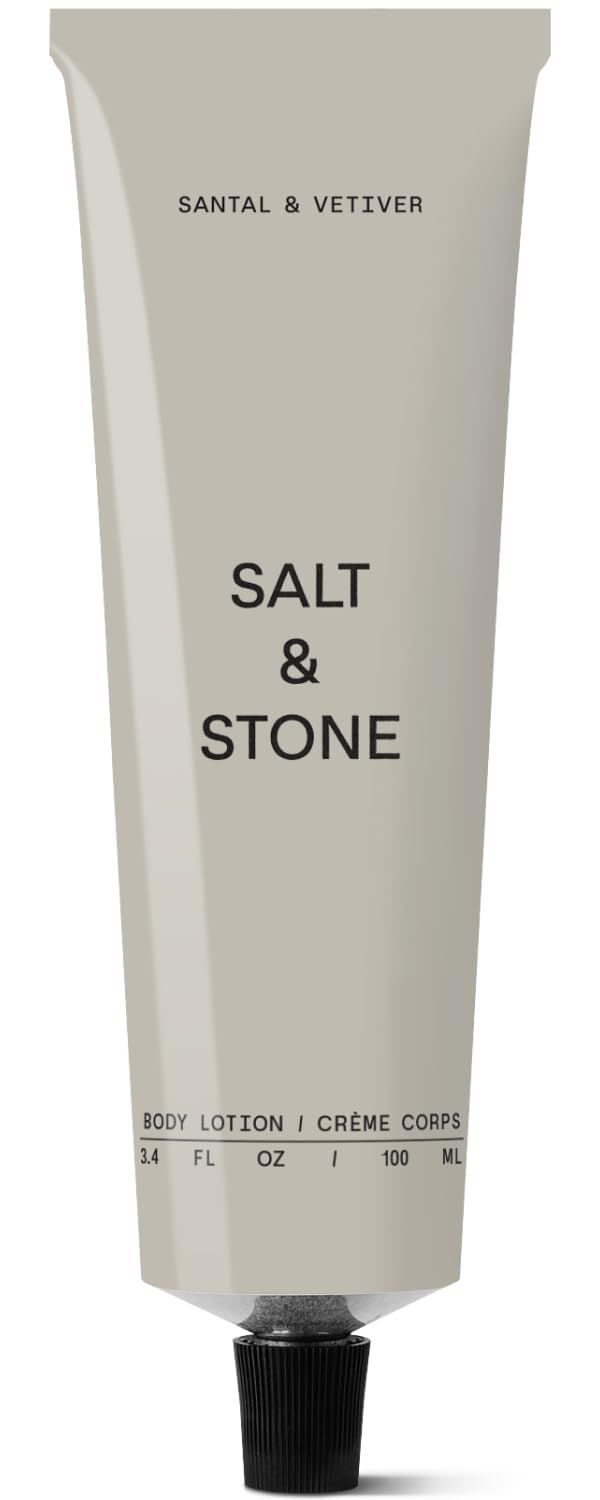 Salt Stone Body Lotion for Women Men Hydrates, Nourishes Softens Skin Restores Dry Skin Fast-Absorbing Cruelty-Free Vegan (100 ml) (Santal Vetiver)