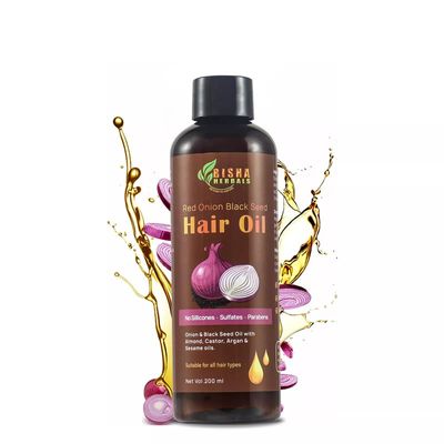 Bisha Herbals Red Onion Black Seed Hair Oil for Hair Growth and Repair - Non greasy - For men and women - Cruelty-free and vegan