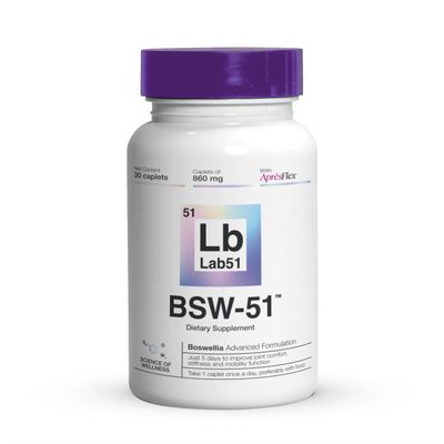 Lab51 BSW-51 Hyaluronic Acid Supplement - Boswellia Serrata AprsFlex, Hyaluronic Acid Piperine - 30 Caplets, 860mg - Joint Comfort, Mobility Stronger Cartilage Support