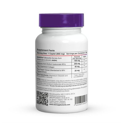Lab51 BSW-51 Hyaluronic Acid Supplement - Boswellia Serrata AprsFlex, Hyaluronic Acid Piperine - 30 Caplets, 860mg - Joint Comfort, Mobility Stronger Cartilage Support