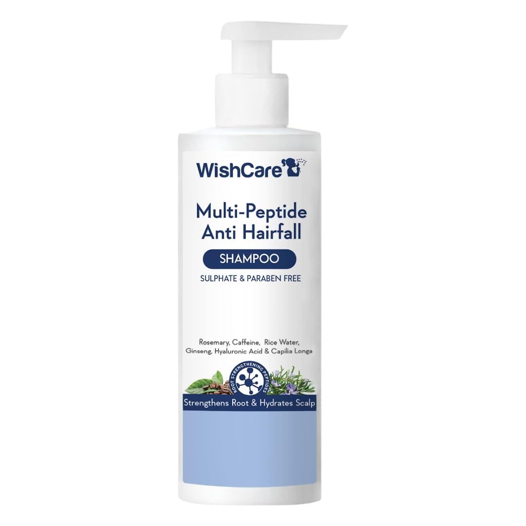 WishCare Multi Peptide Anti Hairfall Shampoo - Rice Water, Rosemary, Capilia Longa, Hyaluronic Acid Caffeine 250ml