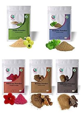 YOGI&#39;S GIFT Celebrating Health Herbal Hair Care Combo Pack (500g17.65oz) Hair Mask with Ayurvedic Powders: Amla, Reetha, Shikakai, Brahmi, Hibiscus for Hair Growth