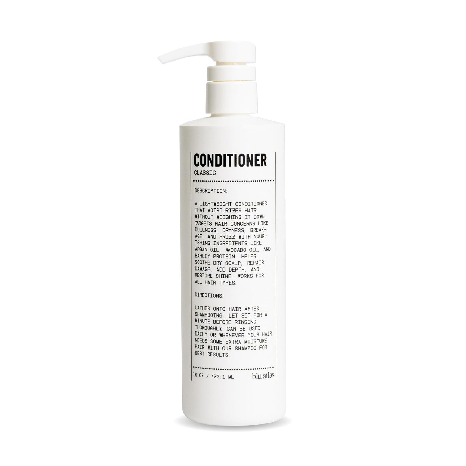 Blu Atlas Men&#39;s Natural Conditioner - For All Hair Types - Deep Moisturizing and Scalp Soothing, Vegan Sulfate and Paraben-Free- Classic Scent, 16 oz.
