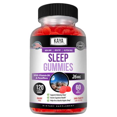 Kaya Naturals Sleep Gummies (26mg) - Health Supplement and Sleep Aid for Adults - Vitamin B6 and Melatonin Gummies - Gummy Vitamins for Women and Men - 120 Count
