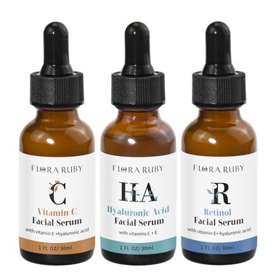 Vitamin C Serum, Retinol Serum Hyaluronic Acid Serum for Face Skin Care Set Facial Serum, Power Face Serums for Sensitive Skin, Fine Lines Wrinkles - 3 count of 1 Fl Oz