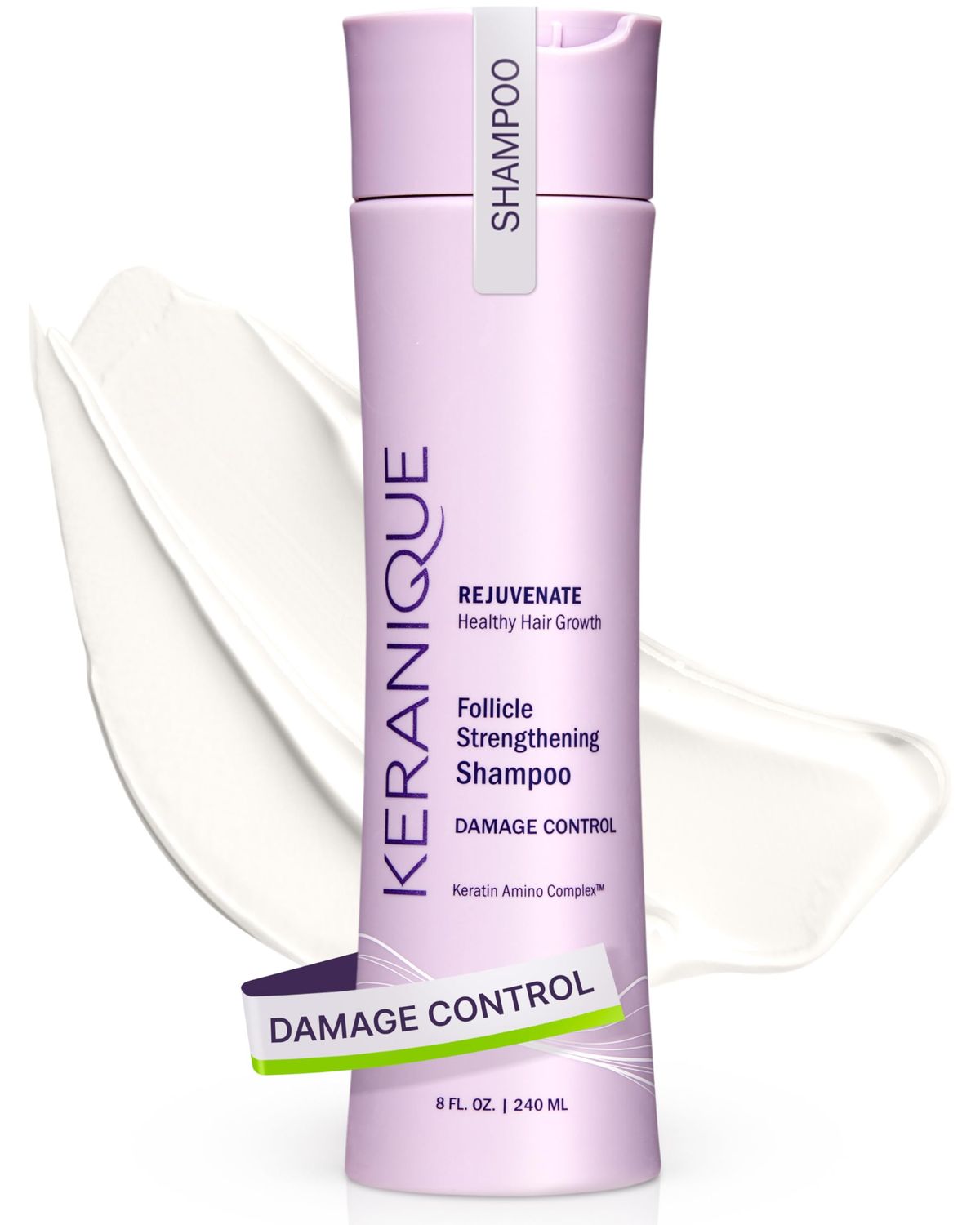 Keranique Scalp Replenishing Keratin Shampoo Damage Control for Thinning Hair, Hair Growth Keratin Amino Complex, Free of Sulfates, Dyes and Parabens, 8 Fl Oz