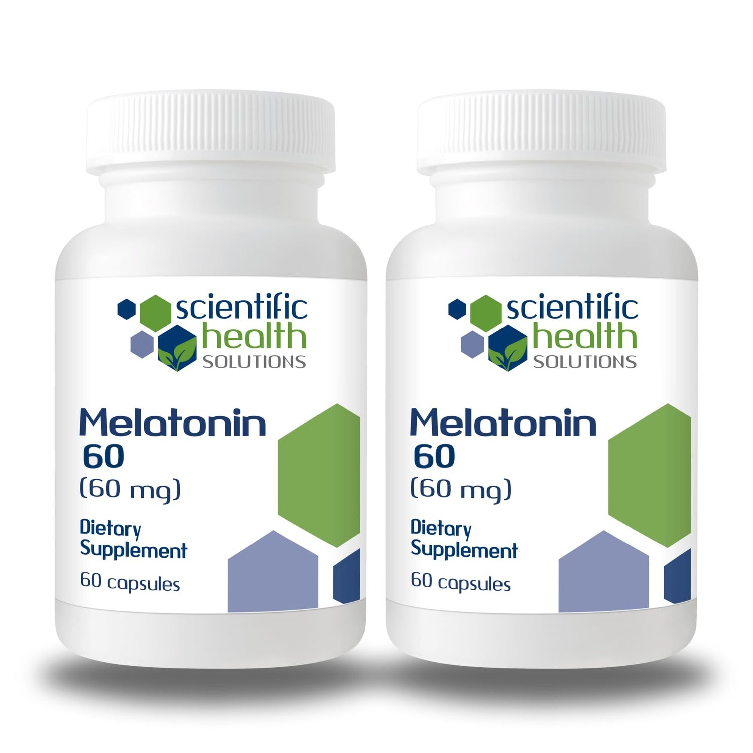Scientific Health Solutions Melatonin 60mg High Dosage Melatonin in Easy-to-Swallow Capsules Vegan, Non-GMO Gluten-Free US-Made Extra Strength Melatonin (2-Pack)