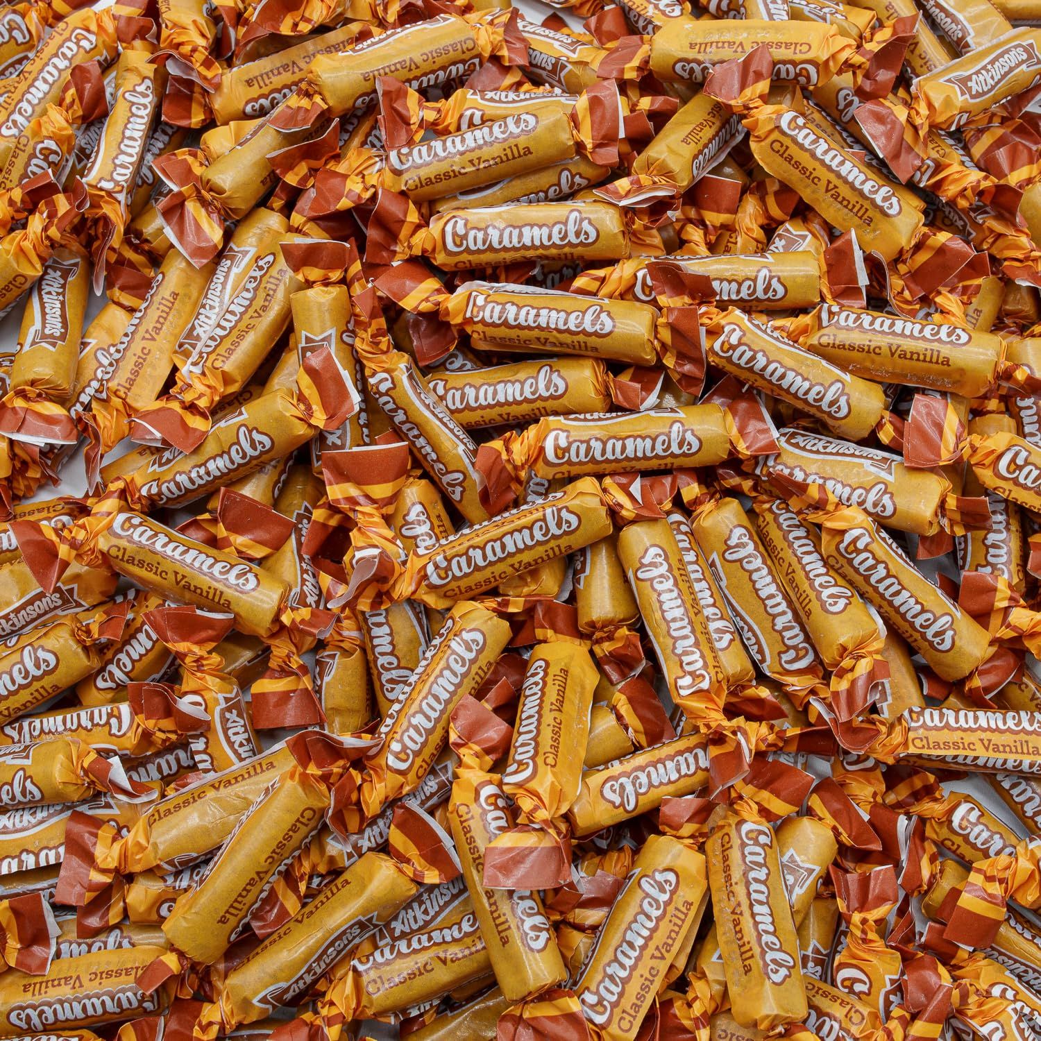 Caramel Candy Classic Vanilla 1 lb - Bulk Candy in Resealable Bag, Individually Wrapped for Freshness, Soft Chewy, Gluten Free