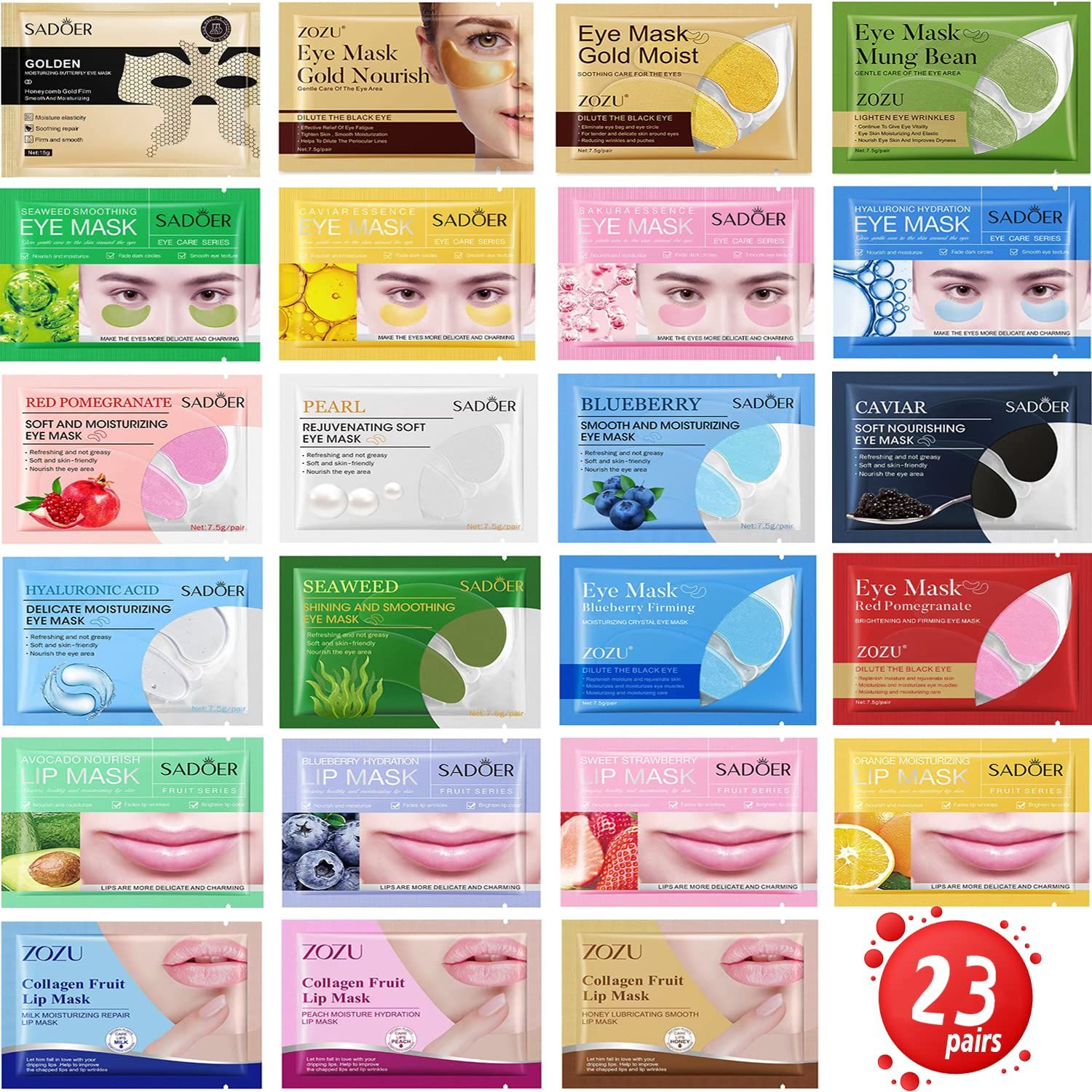 Meleell 23 Pairs Collagen Under Eye Patches,