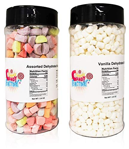 Sarah&#39;s Candy Factory Variety Dehydrated Marshmallow Bits, Vanilla Marshmallows in Jar, Assorted Marshmallows in Jar (Vanilla-Assorted)