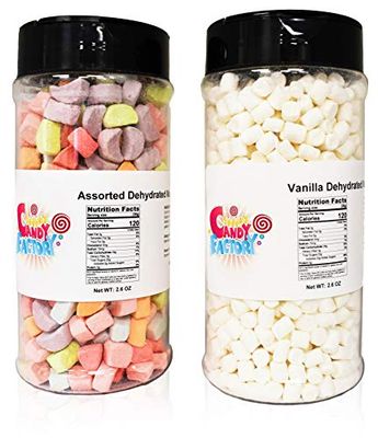 Sarah&#39;s Candy Factory Variety Dehydrated Marshmallow Bits, Vanilla Marshmallows in Jar, Assorted Marshmallows in Jar (Vanilla-Assorted)
