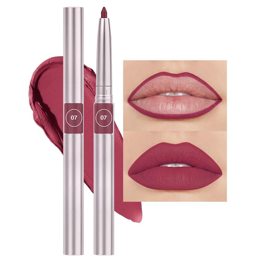 FeiCuiYun Retractable Lipliner Pencil Waterproof Makeup for Lip Liner and Eye Liner, Smooth and Creamy, Long Lasting Matte Finish, Vegan Beauty, Matte Velvet Pigmented Lip Liner (07Plum, 1)