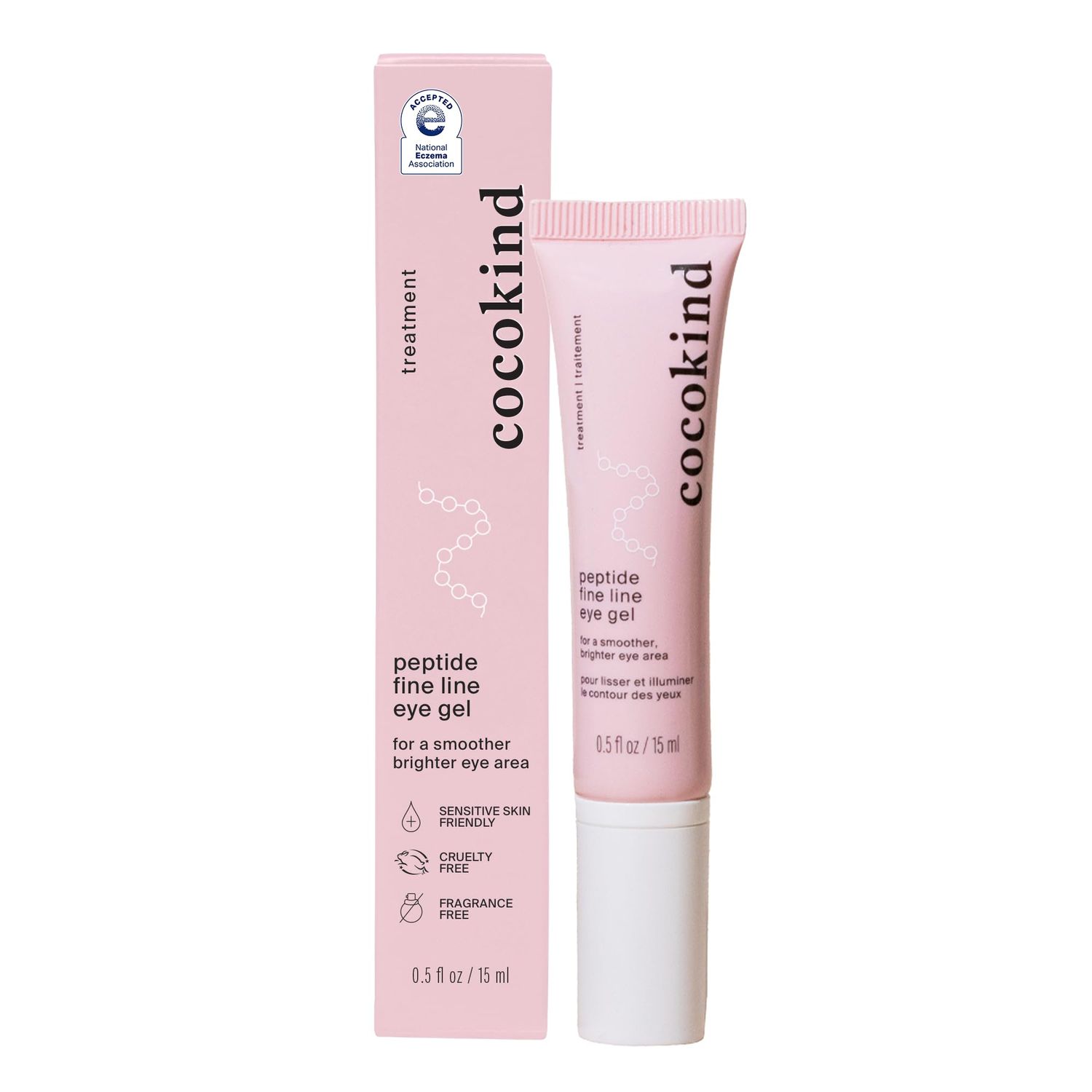 Cocokind Peptide Eye Gel, Lightweight and Hydrating Fine Line Treatment to Reduce Wrinkles, Made for Sensitive Skin, Fragrance Free, Cruelty Free, Vegan, .5oz