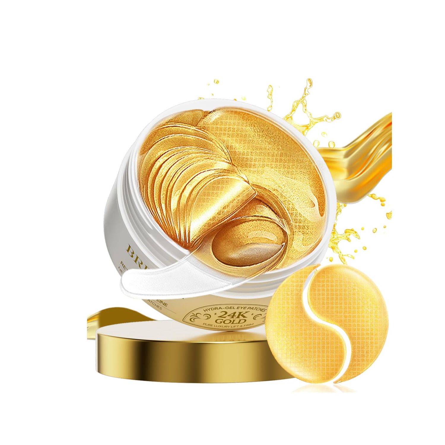 LANBENA 24K Gold Under Eye Patches(30 Pairs) -Cooling Eye Masks for Fine Lines Reduce, with Caffeine Niacinamide Tetrapeptide Hydra-Gel Collagen, Puffy Eyes Dark Circles Eye Bags Treatment
