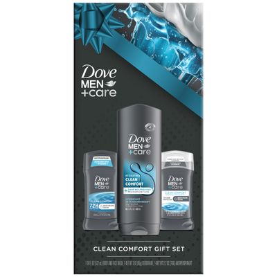 Dove Men Care Clean Comfort Bundle - Mens Body Wash, Aluminum-Free Deodorant Antiperspirant, 48H Protection, Clean Scent (3 Piece Set)