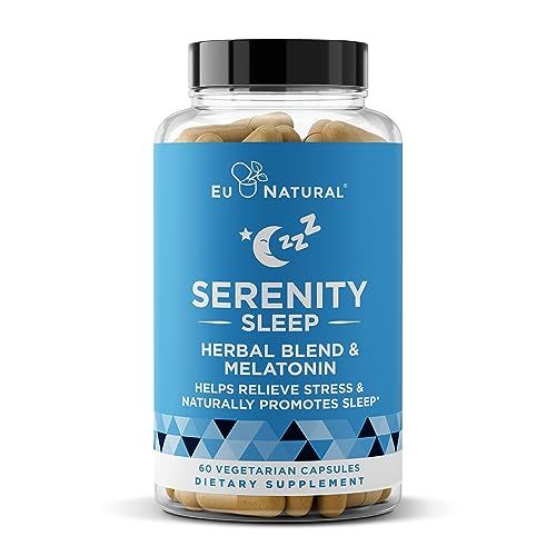 Serenity Sleep Natural Sleep Aid - Potent Blend of Magnesium, Valerian Root and Melatonin - Natural Sleep Aid - Non-Habit-Forming Way to Relax and Get a Good Nights Sleep - 60 Vegan Soft Caps