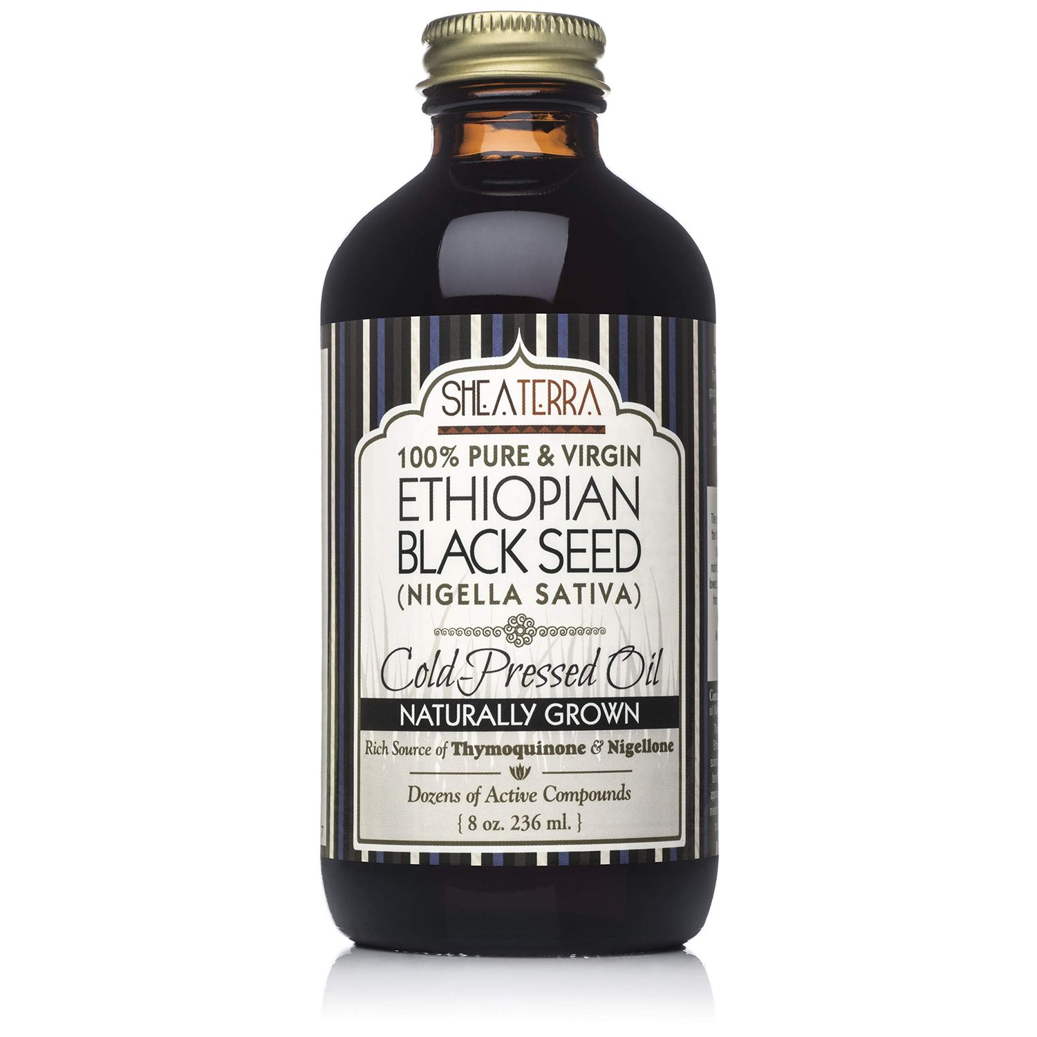 Shea Terra Ethiopian Black Seed Cold-Pressed Extra Virgin Oil All Natural Oil to Boost Immune System, Improve Hair Growth Skin Tone, Manage Chronic Dry Skin, Eczema More - 8 oz