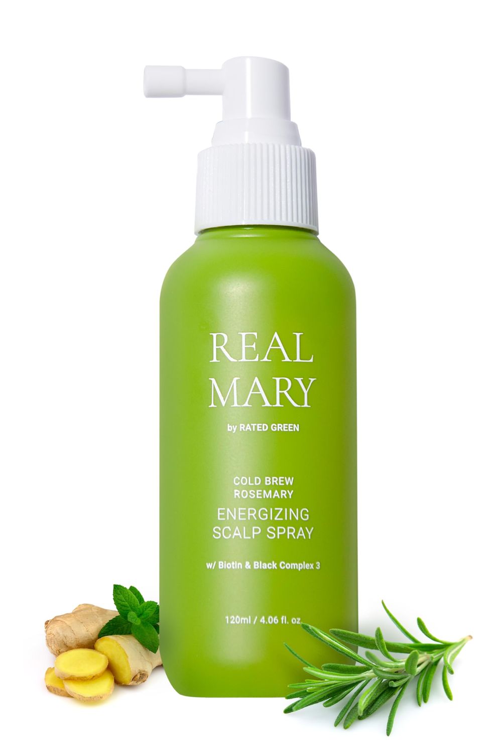 RATED GREEN REAL MARY Energizing Biotin Hair Growth Spray for Thinning Hair and Scalp for Men Women - Rosemary and Ginger Scalp Spray 4.06 fl oz